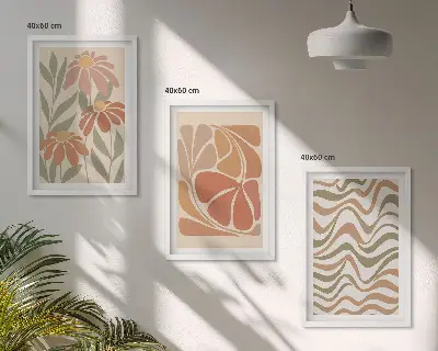 Pastel abstract flowers three-piece wall art set