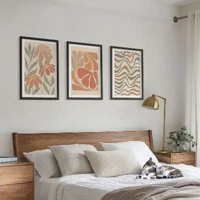 Pastel abstract flowers three-piece wall art set