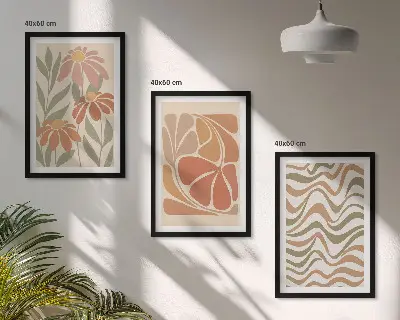 Pastel abstract flowers three-piece wall art set