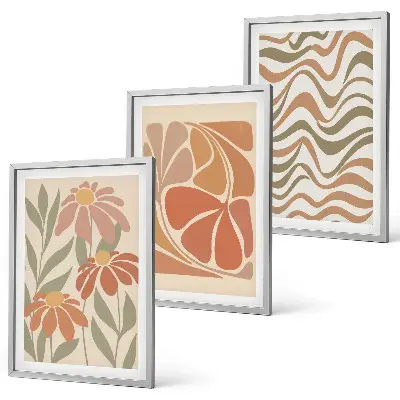 Pastel abstract flowers three-piece wall art set