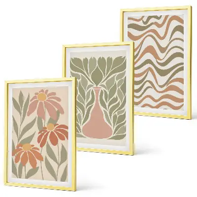 Pastel abstract flowers wall art set of 3 framed pieces