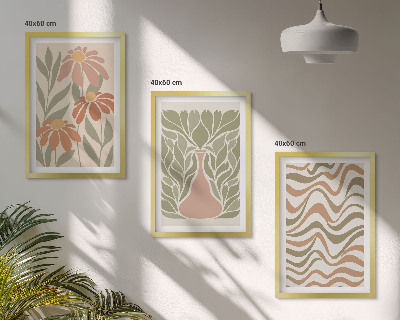 Set of 3 framed wall art pieces Pastel abstract flowers