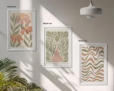 Pastel abstract flowers wall art set of 3 framed pieces