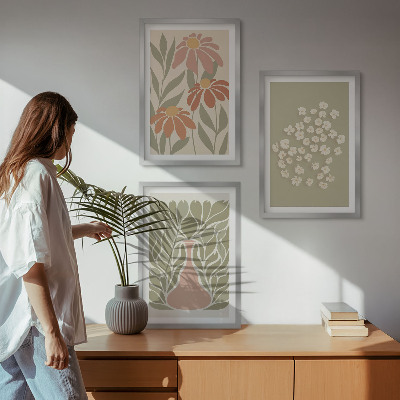 Wall art set Floral boho patterns