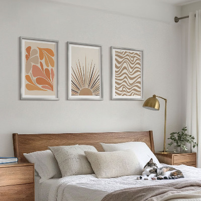 Three-piece wall art piece Sun boho pastel shapes