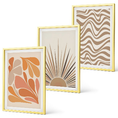 Three-piece wall art piece Sun boho pastel shapes