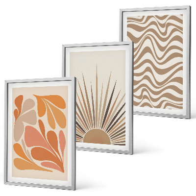 Three-piece wall art piece Sun boho pastel shapes