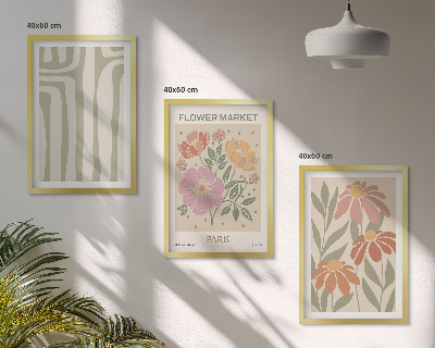 Set of 3 framed wall art pieces Botanical motifs Paris minimalism