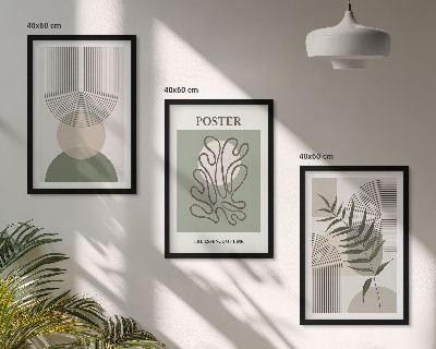 Three-piece wall art piece Geometric botanical patterns