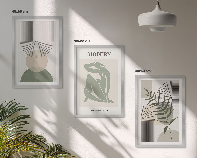 Set of 3 framed wall art pieces Stylish plant graphics