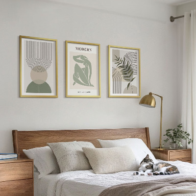 Set of 3 framed wall art pieces Stylish plant graphics