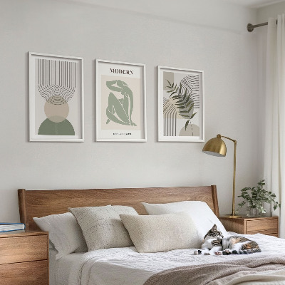 Set of 3 framed wall art pieces Stylish plant graphics