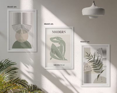 Set of 3 framed wall art pieces Stylish plant graphics