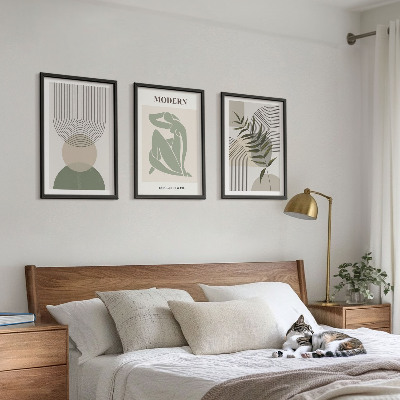 Set of 3 framed wall art pieces Stylish plant graphics