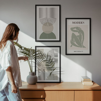 Set of 3 framed wall art pieces Stylish plant graphics