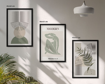Set of 3 framed wall art pieces Stylish plant graphics
