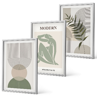 Set of 3 framed wall art pieces Stylish plant graphics