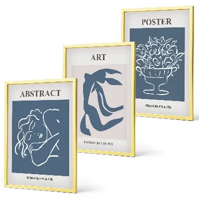 Three-piece abstract wall art set with stylish Matisse-inspired patterns