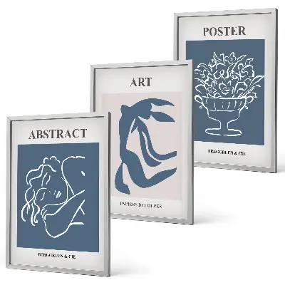 Three-piece abstract wall art set with stylish Matisse-inspired patterns