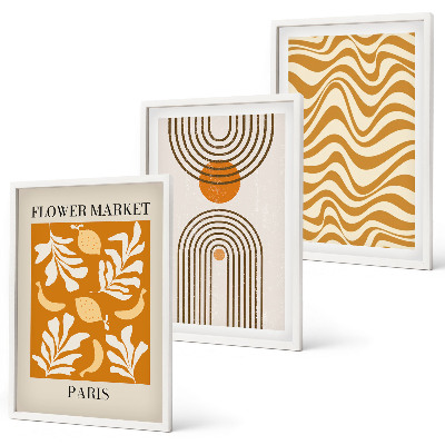 Set of 3 framed wall art pieces Geometric plant patterns posters