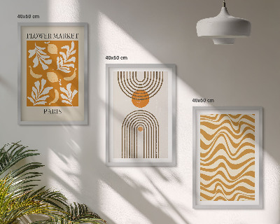 Set of 3 framed wall art pieces Geometric plant patterns posters
