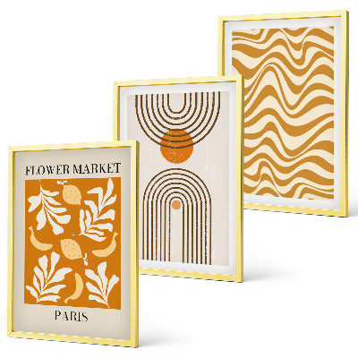 Set of 3 framed wall art pieces Geometric plant patterns posters