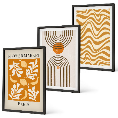 Set of 3 framed wall art pieces Geometric plant patterns posters