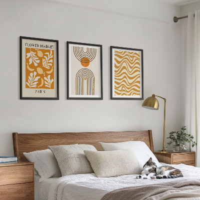 Set of 3 framed wall art pieces Geometric plant patterns posters