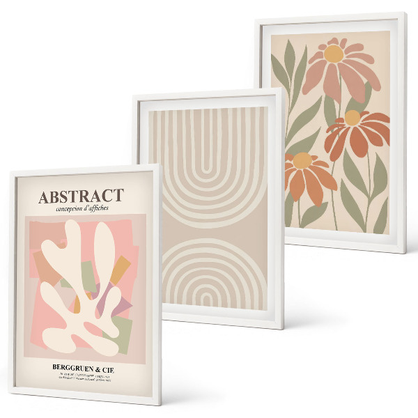 Wall art set Abstract plant shapes
