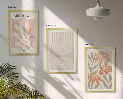 Abstract plant shapes wall art set