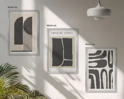 Abstract minimalist wall art three-piece poster set