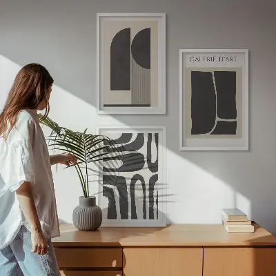 Abstract minimalist wall art three-piece poster set