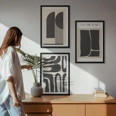 Abstract minimalist wall art three-piece poster set