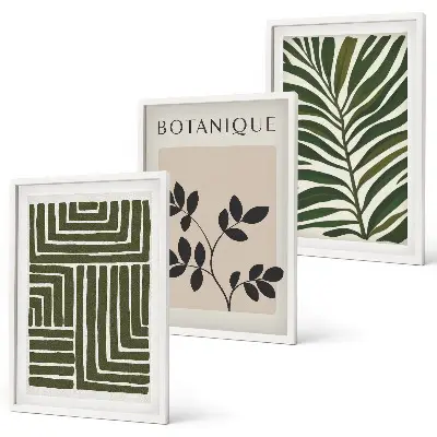 Botanical boho minimalist wall art set of 3 framed pieces