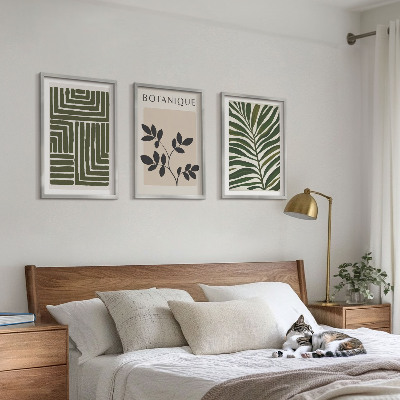 Set of 3 framed wall art pieces Botanical boho minimalism