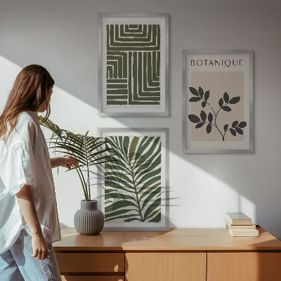 Set of 3 framed wall art pieces Botanical boho minimalism