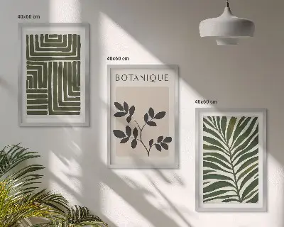 Botanical boho minimalist wall art set of 3 framed pieces