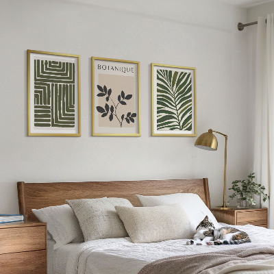 Set of 3 framed wall art pieces Botanical boho minimalism