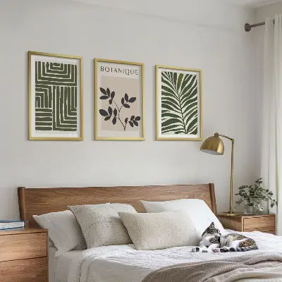 Botanical boho minimalist wall art set of 3 framed pieces