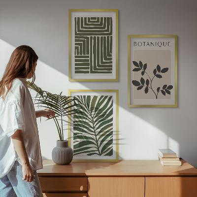 Set of 3 framed wall art pieces Botanical boho minimalism
