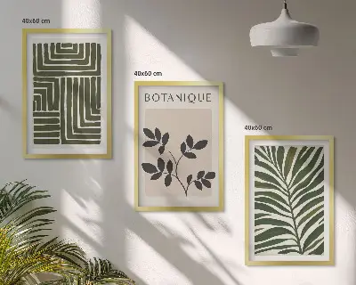 Botanical boho minimalist wall art set of 3 framed pieces