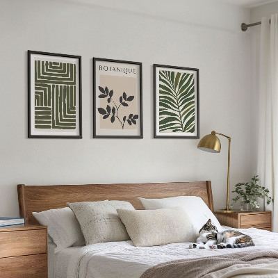 Set of 3 framed wall art pieces Botanical boho minimalism