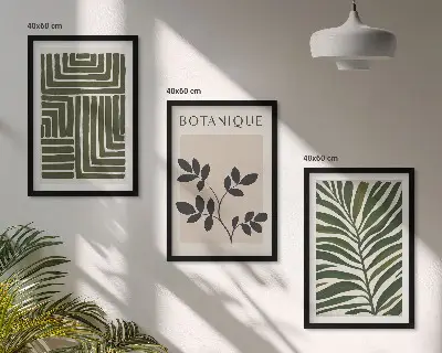 Botanical boho minimalist wall art set of 3 framed pieces