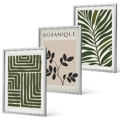 Botanical boho minimalist wall art set of 3 framed pieces