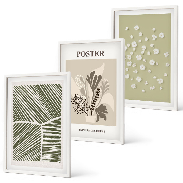 Wall art set Subdued plant motifs