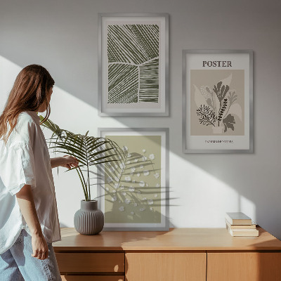 Wall art set Subdued plant motifs