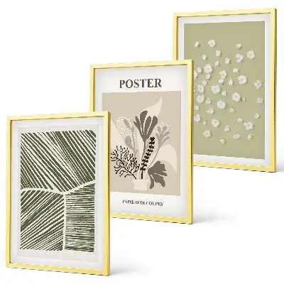 Wall art set with subdued plant motifs
