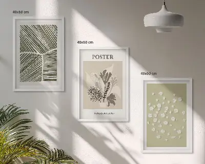 Wall art set with subdued plant motifs