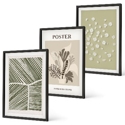 Wall art set Subdued plant motifs