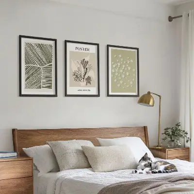 Wall art set with subdued plant motifs